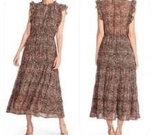 BB Dakota Steve Madden Ditzy Black Floral Sleeveless Midi Dress Cottagecore Sz M