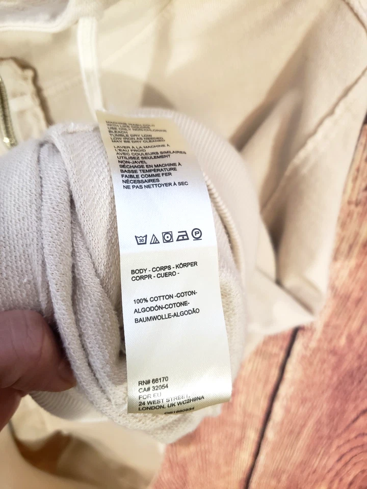 Moletom com capuz Free People Camden tamanho grande off white bege com zíper médio algodão com zíper - Imagem 4 de 4