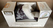 Totes Toasties Womens Memory Foam Slippers Slip-On Large 8-9 Knit Gray Snowflake