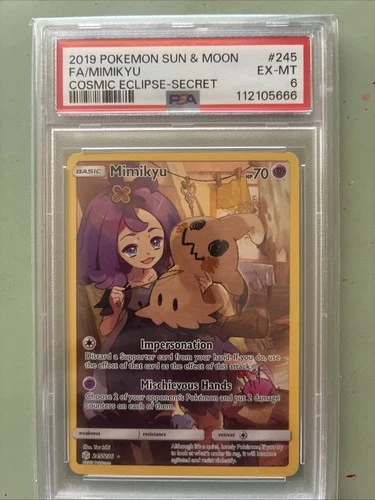 2019 POKEMON SUN & MOON COSMIC ECLIPSE SECRET #245 FULL ART/MIMIKYU PSA 6