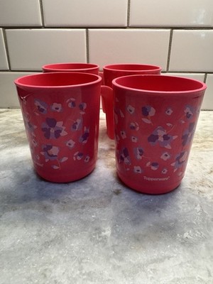 Tupperware Ilumina Watercolor Floral Collection 11 oz Floral Mugs Set of 4