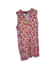 Sunsets & Sweet Tea Sleeveless Shift Dress XL Tropical Print Pockets F13