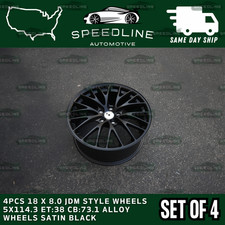 4pcs 18 X 8.0 Jdm Style Wheels 5x114.3 Et38 Cb73.1 Alloy Wheels Satin Black
