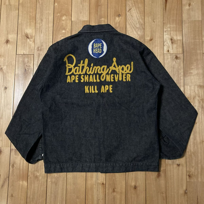 Vintage BAPE Champion embroidered black denim jacket NIGO A