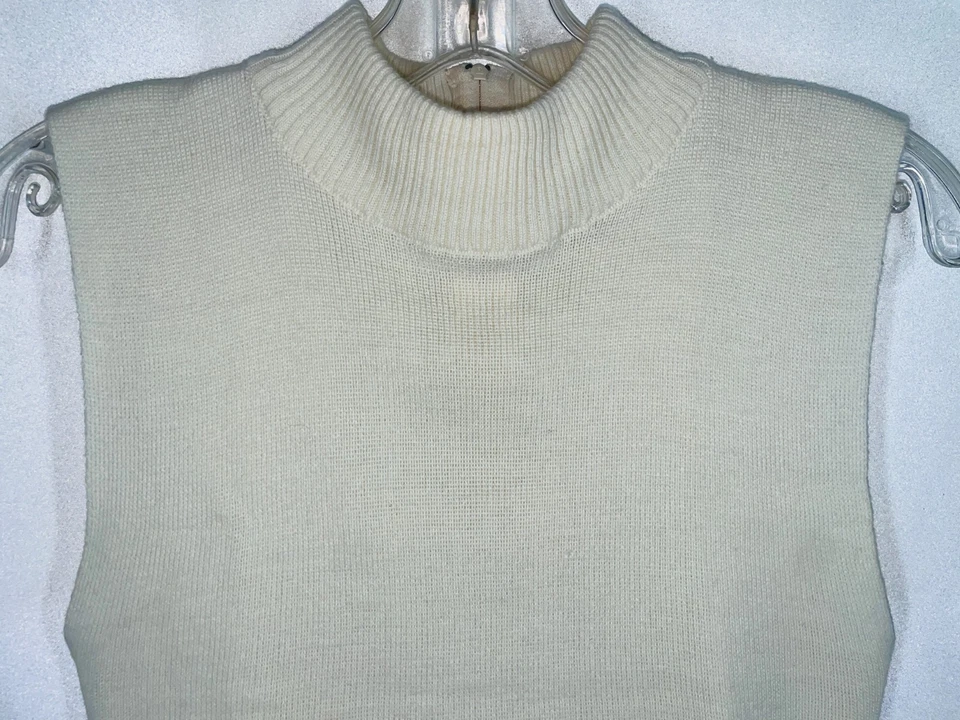 Bechamel кремовый женщин маленький верхний черепаха шеи молнии свитер жилет винтажный очень короткий - Изображение 3 из 4