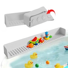 Bathtub Splash Guard for Tub Kids- 31" Extra Long Silicone Bath Play Shelf, T...