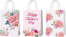 Mothers Day Gift Bags, Pink Carnation Happy Mother'S Day Gift Bag with Handle fo