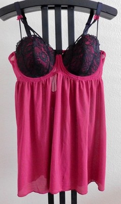 Torrid Women s Size 2 Babydoll Lingerie   Sheer Mesh, Black Lace Cups, Valentine