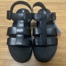 Geox Respira Patent Leather Black Wide Strap Platform Sandal Women 39 US 8.5