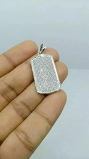 3.00Ct Round Cut Lab-Created Diamond Men's Dog Tag Pendant 14k White Gold Plated