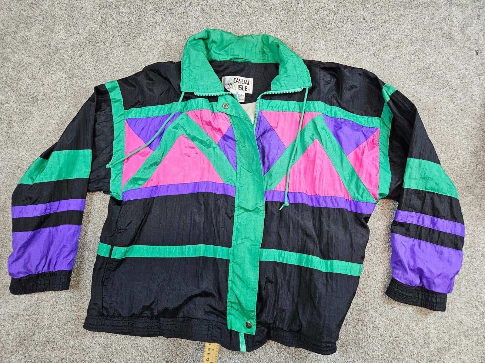 Vtg Casual Isle Windbreaker Jacket Medium Purple Pink Blue Green Geometric
Opens in a new window or 