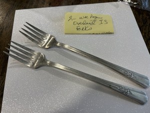 Wm. Rogers Lot of 2 Overlaid Silver Plated Forks, Floral Handle