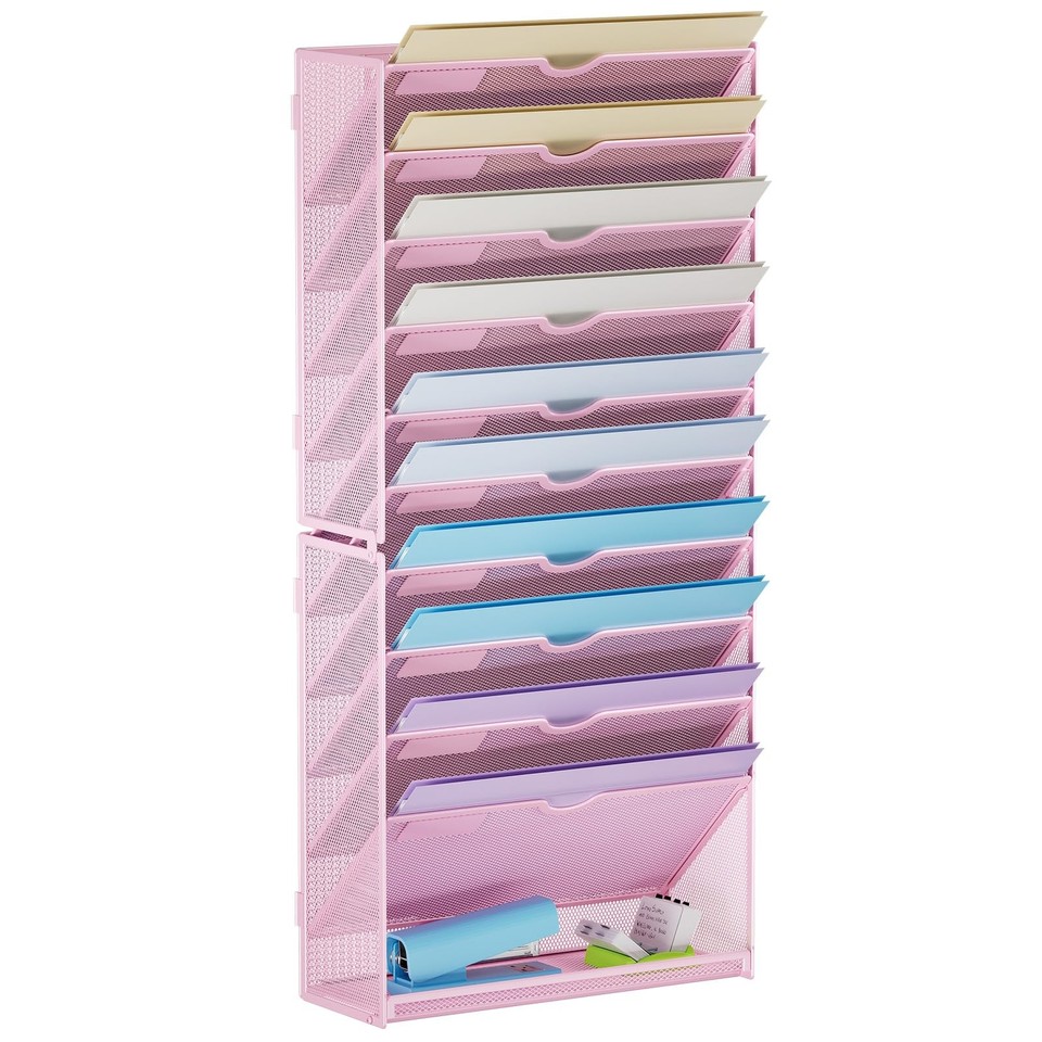 Mesh File Hanger Marbrasse Wall File Holder 2-Tier Hanging Wall File Organizer, Mesh ...