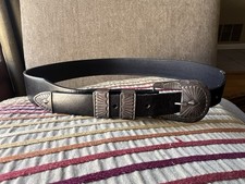 Vintage Navajo Sampson Werito Sterling Silver Leather Belt Ranger Set 32 W22