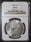 1884-O Morgan Silver $1 Dollar Coin ~ NGC MS 63 (A020)
