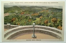 Vintage Linen Postcard Blowing Rock Lenoir Hwy View from Observatory NC