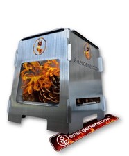 Stufa a Zaino Pieghevole Portatile Riscaldatore a Biomassa Acciaio Inox - Nuova