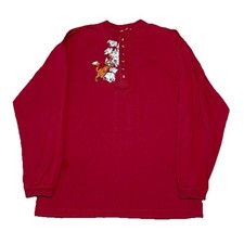 Vintage 90s 101 Dalmatians Long Sleeve Maroon Henley Shirt Large Disney Store