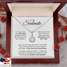 To My Soulmate Necklace for Her Gift Box Love Message Pendant Jewelry