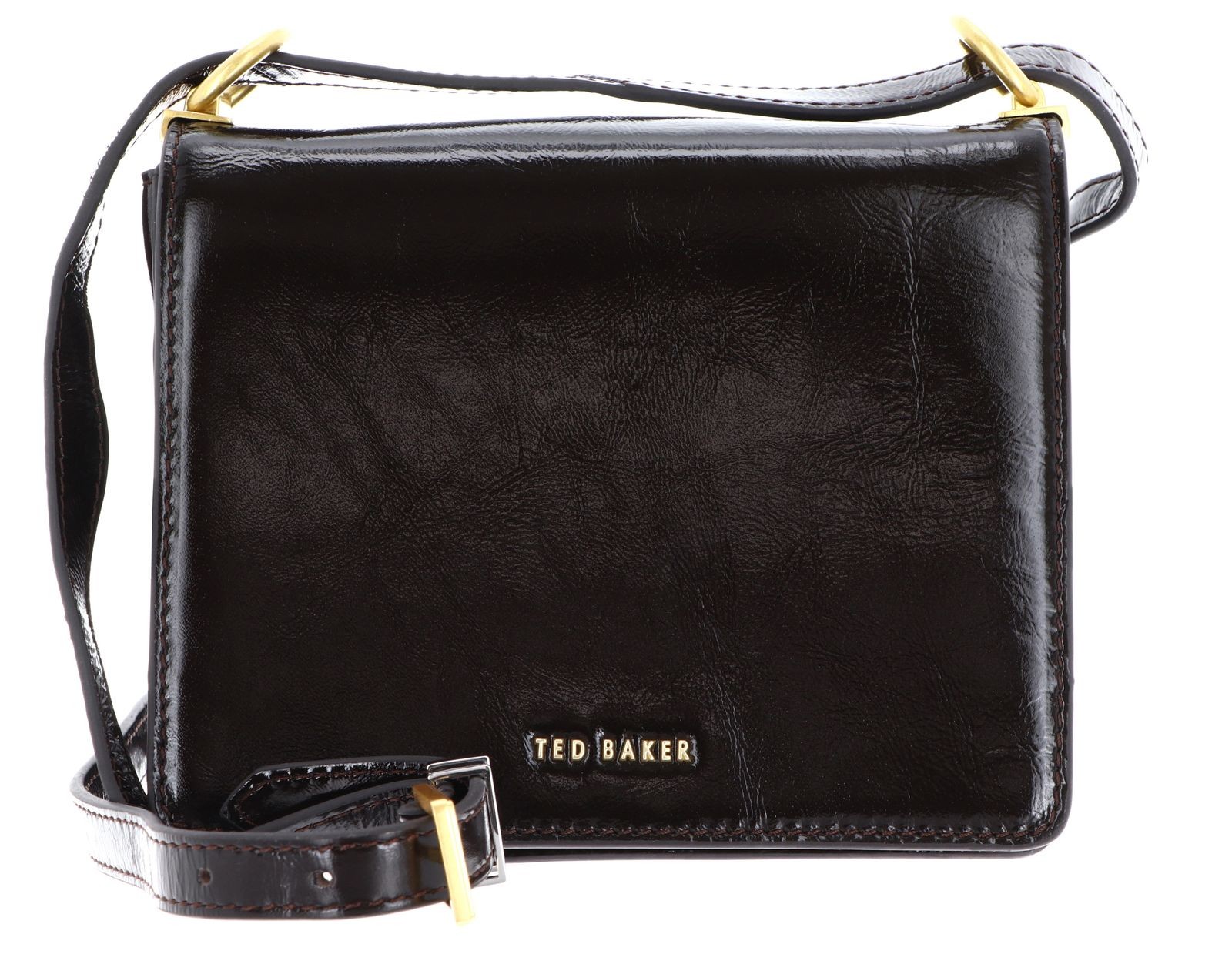 Ted Baker Crinkle Patent Belted Detail Crossbody Bag Brn-Choc
