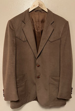 Vtg JCPenney Action Master Blazer Western Sport Coat Rockabilly Brown Men's 42R
