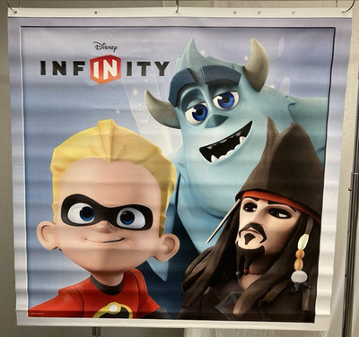 Disney Infinity Vinyl Banner Toys R Us Store Display Sign Capt Jack, Sully, Dash