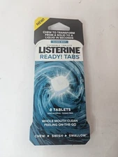 Listerine Ready! Tabs Chewable Mint Tablets, Clean Mint Flavor, 8 Tablets 1 Pack