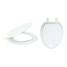 Manufacturer Varies Toilet Seat With Cover, Self-Sustaining Hinge, Elongated,