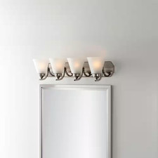 Tavish 30 In. 4-Light Brushed Nickel Classic Vanity with Frosted Glass Shade Fre