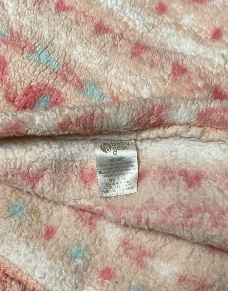 Baby Gear Elefante Manta Corazones Rosa Círculos Felpa Suave Vellón Lovey 30”x36” Foto 3 de 4