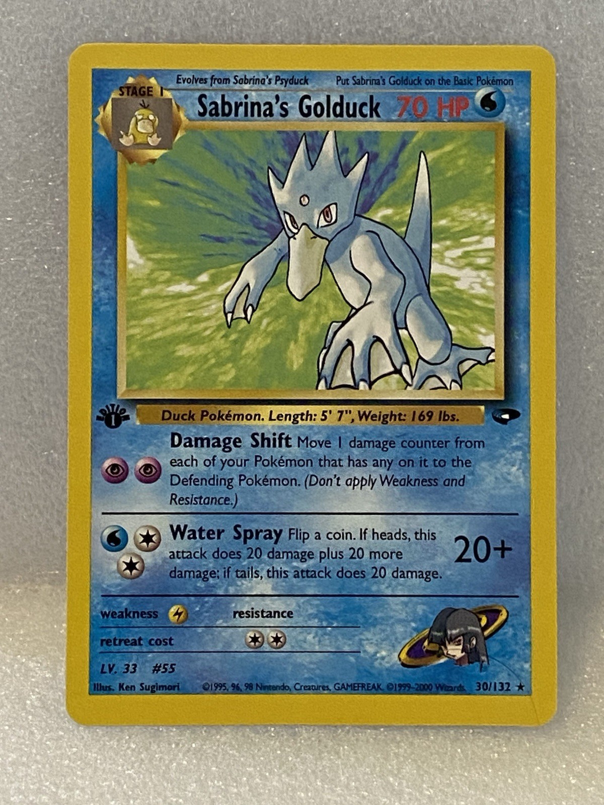 Sabrina’s Golduck 30/132 Gym Challenge 1st Edition NM Sleeved-Toploader