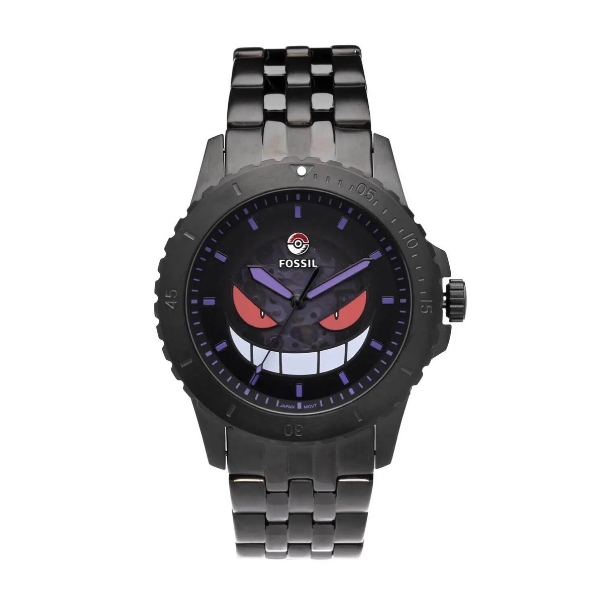Pokémon Center x Fossil Gengar Black Stainless Steel Watch Box Set