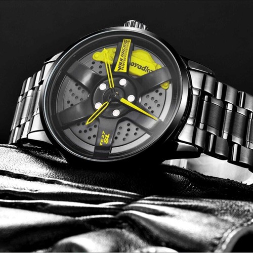 Sportuhr Herren Auto Quarzfelge Nabe Rad Edelstahl Armbanduhr - Bild 9 von 10