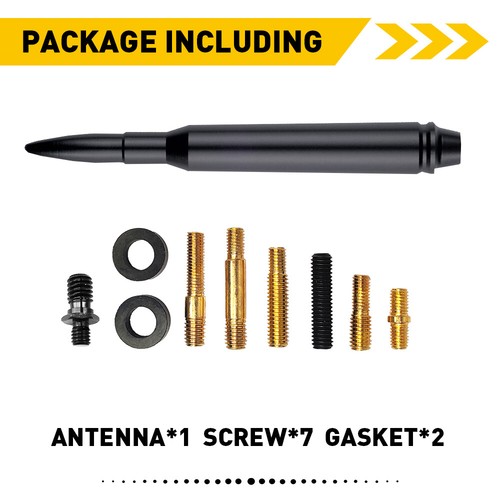 Universal 5.7" Screw Bullet Antenna Aluminum Radio FM Antena Kit Aluminum Black - Picture 6 of 12