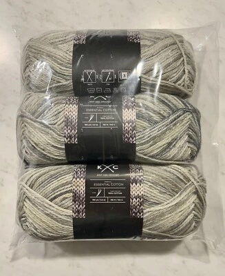 JOANN KNIT & CROCHET Lot Of 3 - JoAnn K & C Essential 100% Cotton Yarn 3.5oz/180yd Cliff Side NEW