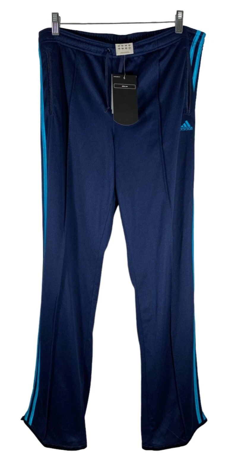 Adidas Women XXL Track Pants Navy Blue with Bright Blue Stripes NWT