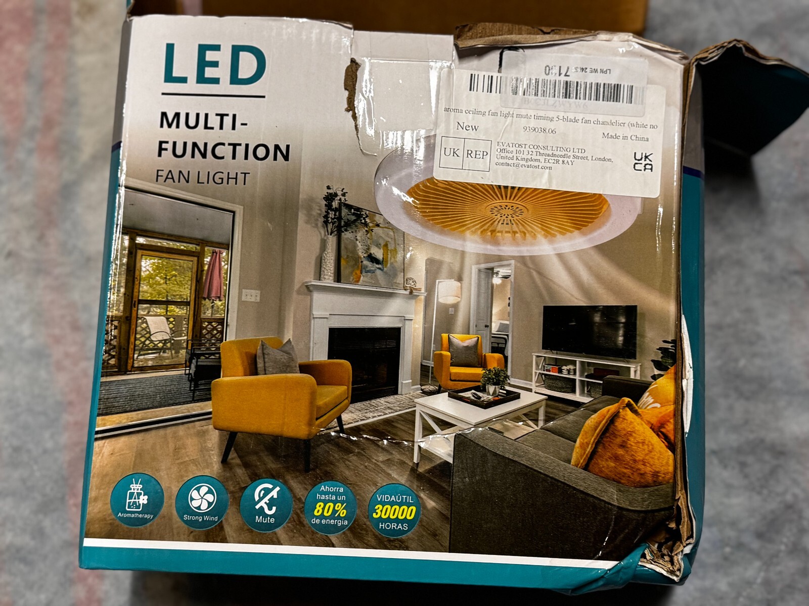 LED Ceiling Fan Light Dimmable LivingRoom Chandelier Lamp  Remote Control