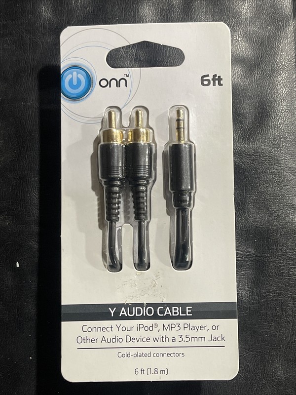 Onn ONA14TA039 Y Audio Cable 6 foot with Gold Plated Connectors 6ft - Black