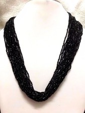 925 Sterling Silver Black Spinel Beaded Necklace,Black Spinel Necklace,Spinel