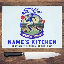 Personalised Glasgow Chopping Board Retro Football Glass Worktop Saver NFCH35
