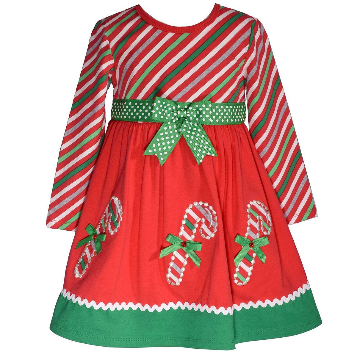 Bonnie Jean Christmas Tree Dress Girls 4-6X - Red - 6X Bonnie Jean Christmas Tree Dress Girls 4-6X - Red - 6X