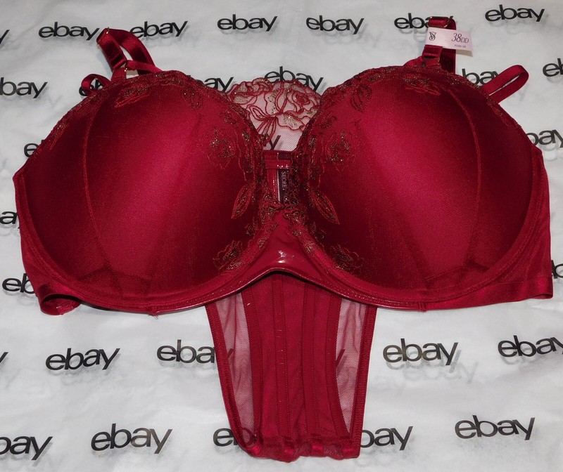 NEW Victoria's Secret Very Sexy Push-Up Bra Red 38DD & Brazilian Set XL VS