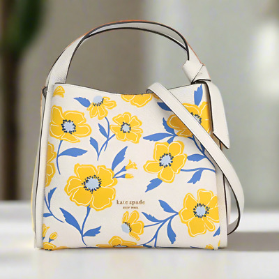 【関税込】kate spade ノット バケットバッグ Kate Spade Floral Sunshine Knott Medium Crossbody White