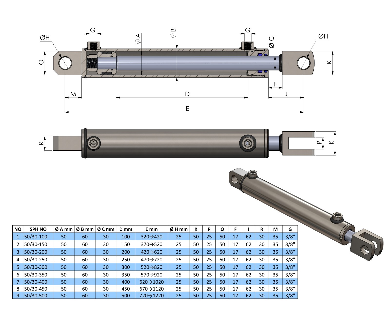 Hydraulikzylinder einfachwirkend 25mm Hub 250mm Plunger - Schmid Hydraulik... mehr als nur Hydraulik