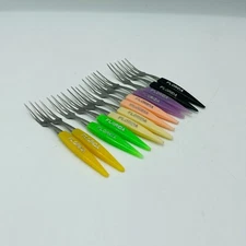 12 Vintage MCM Mid Century Modern Hors D'oeuvres Mini Forks Florida Souvenir 