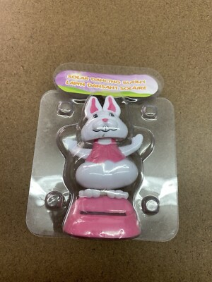 Solar Powered DANCING BUNNY Rabbit Pink Easter BOBBLEHEAD Gift PARTY FAVOR