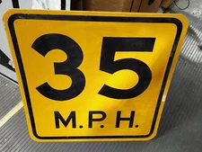 35 MPH Speed Limit Metal Reflective Street Traffic Road Sign 18"x18" NOS