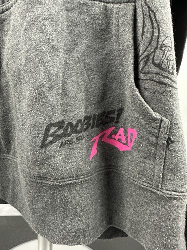 Rusty Men’s Hoodie “boobies Are So Rad” Y2K Gray Graphic Front Bird Size XL - Picture 2 of 4