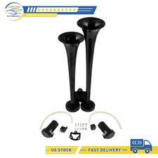 For Truck Motorcycle Car SUV Boat 148 DB 12V Black Dual Trumpet Train Horn Kit
