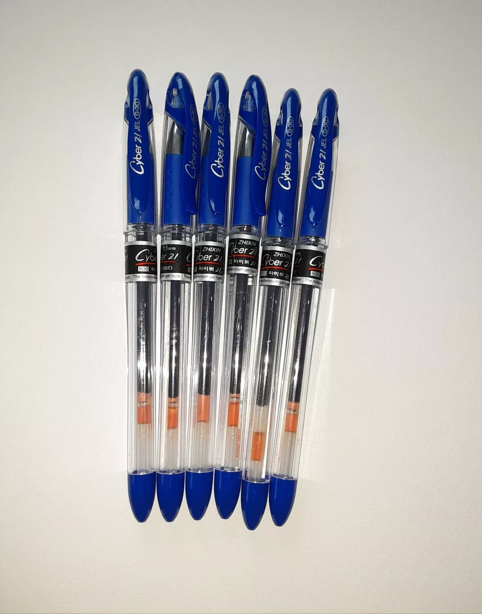 Gel Ink Pens, Gel Pens, Blue Gel Ink Pen 0.5mm - Lot Of 6